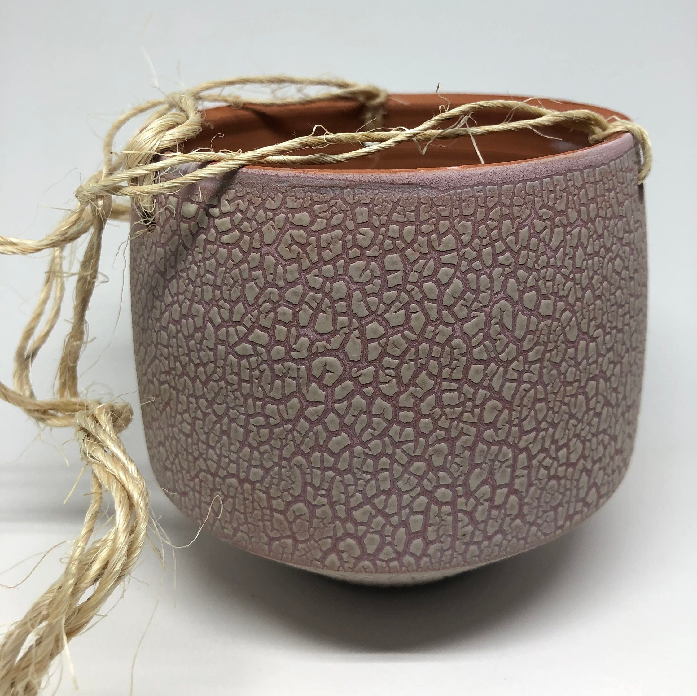 Handmade Wheel Thrown Modern Ceramic Planter Pink Crawling Glaze for ...