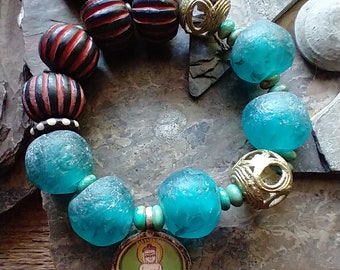 Super Chunky Bracelet • Meaningful Modern Boho Jewelry • Wood Bracelet • Fall Colors, Autumn, Natural Organic Look