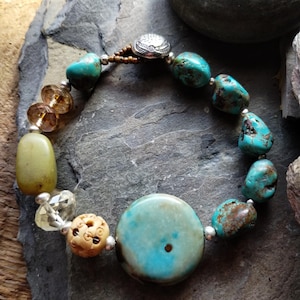 Türkis, Citrin, Jade, Boho Chic Edelstein Armband • Signifikant von Kelle • Aussagekräftiger Schmuck