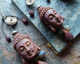 OM Buddha Boho Style Earrings  • Meaningful Jewelry • Significant by Kelle