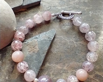 Ruby, Lepidocrosite in Quartz, Peach Moonstone SACRED HEART Energy Bracelet | Meaningful Boho Style Jewelry