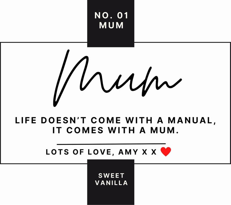 Personalised No. 01 Mum Candle – Custom Message Label - Etsy UK