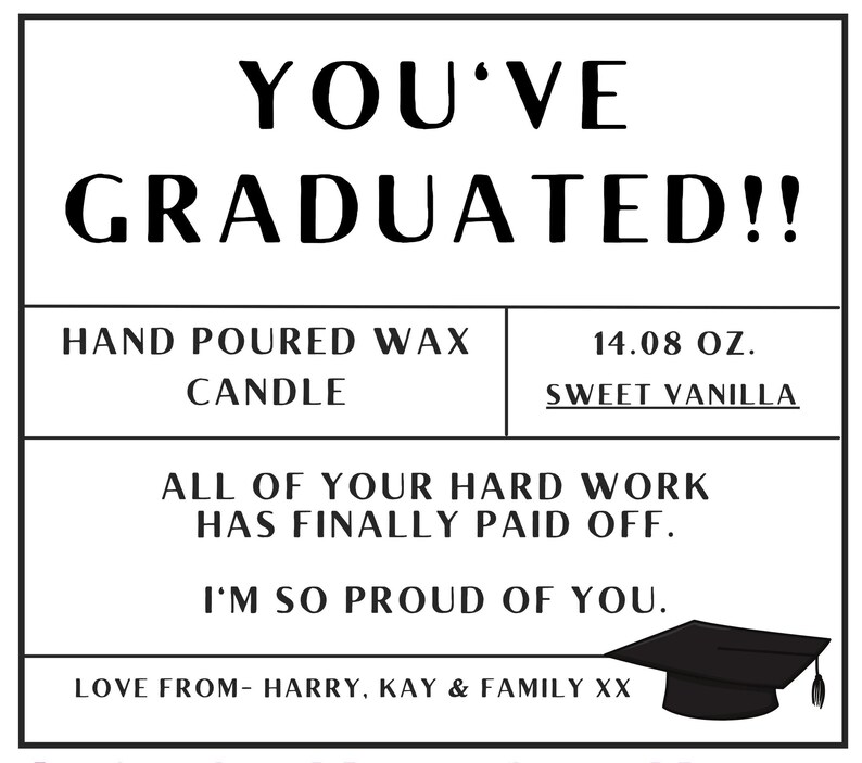 Personalised You’ve Graduated Candle – Graduation Message Soy Wax Jar ...