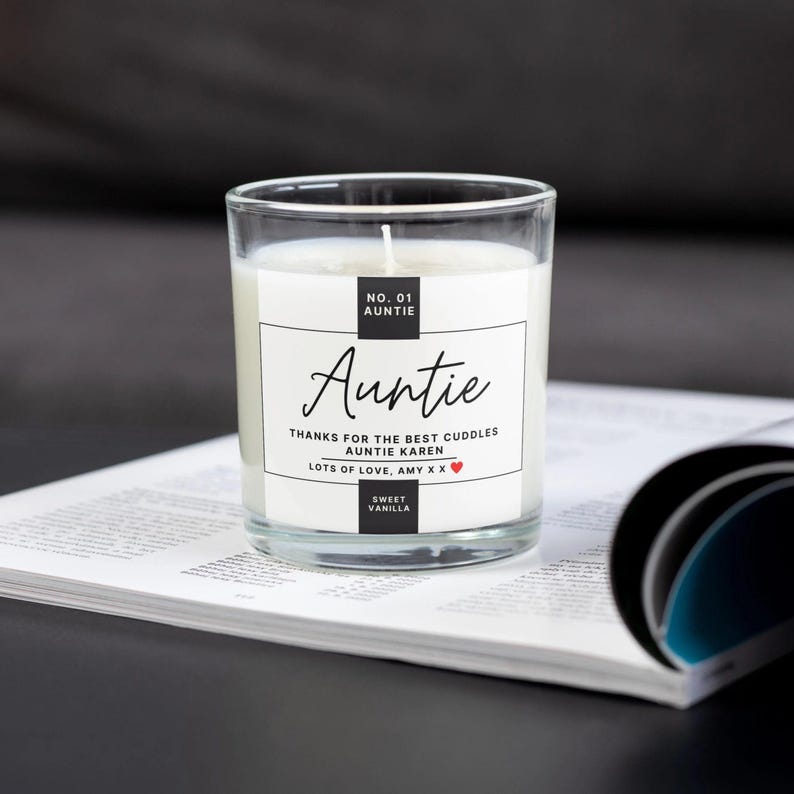 Personalised No. 01 Auntie Candle – Custom Message Label - Etsy UK