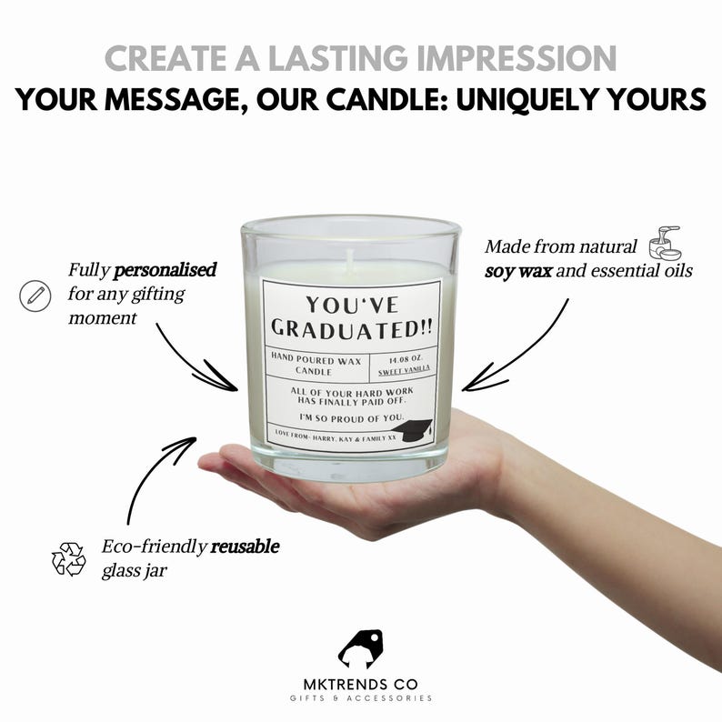 Personalised You’ve Graduated Candle – Graduation Message Soy Wax Jar ...