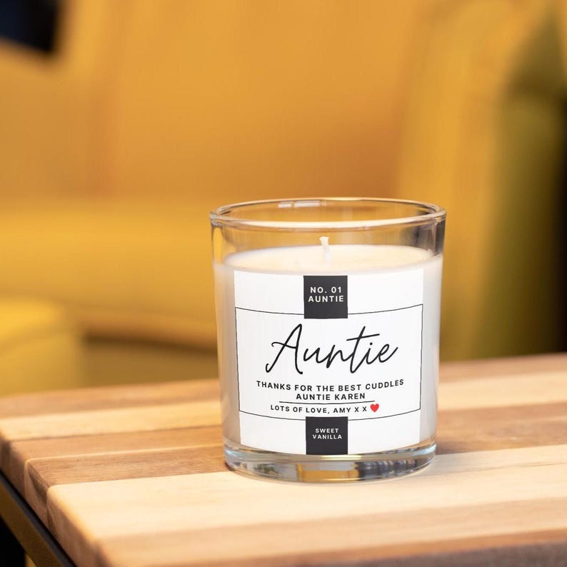 Personalised No. 01 Auntie Candle – Custom Message Label - Etsy UK