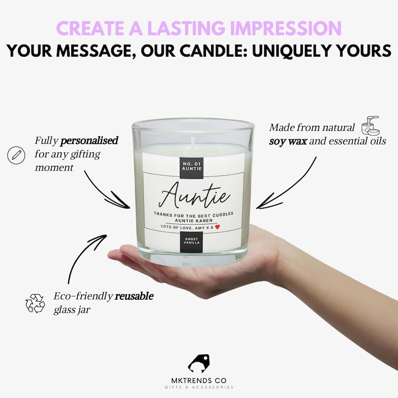 Personalised No. 01 Auntie Candle – Custom Message Label - Etsy UK