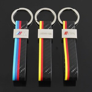 Middle Stripe Tape Car Keychain for AMG BMW M Audi S Line, Colored Metal Key Ring, Premium Automotive Key Holder, 120mm Car Gift