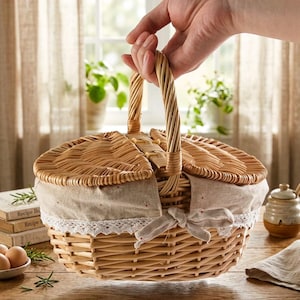Wicker Basket With Handle - Etsy