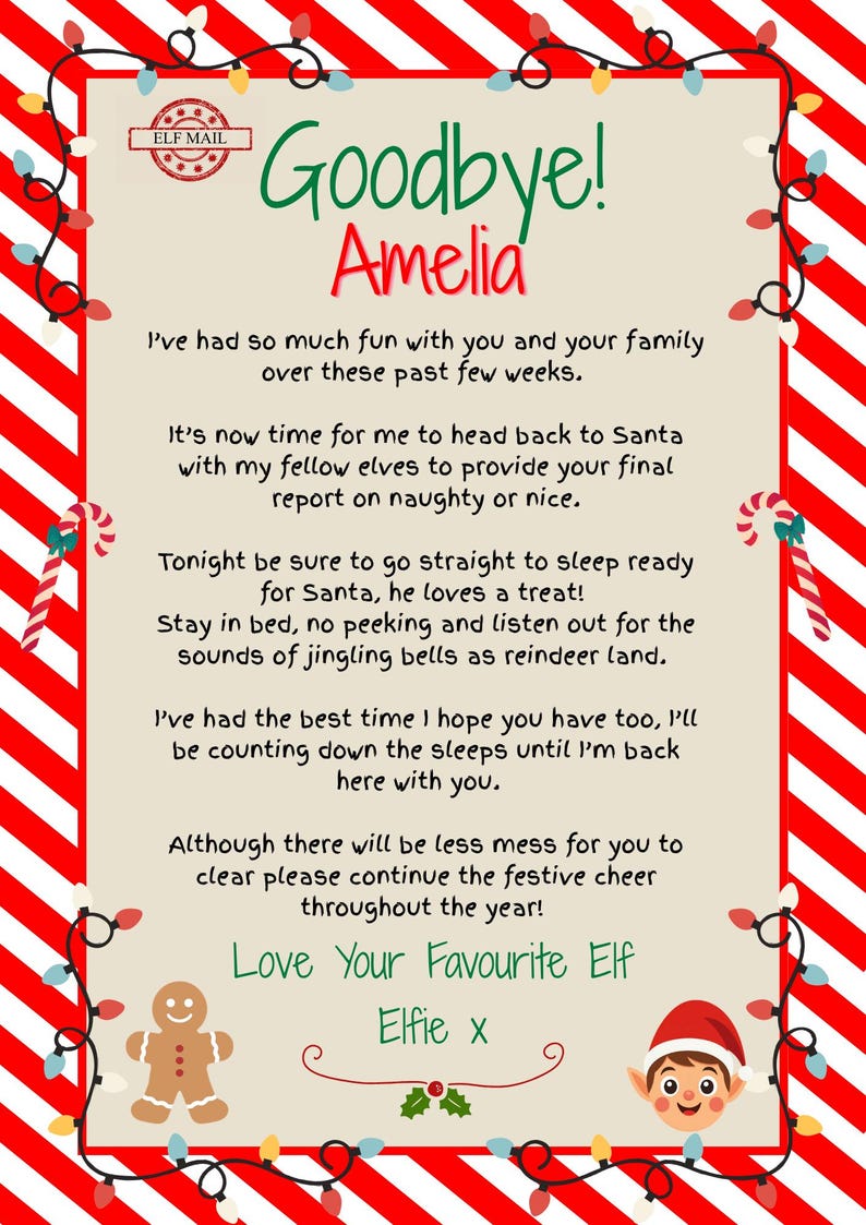 Editable Elf I'm Back & Goodbye Letter Arrival Letter Return Letter ...
