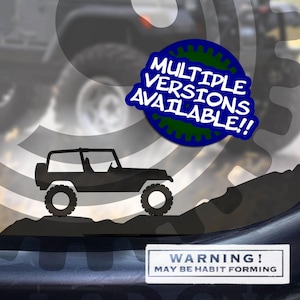 Chased Vehicle for YJ or TJ Easter Egg Replacement Decal Vinyl Micro Decal Windshield Sticker Retro 4x4 Window Sticker fun!