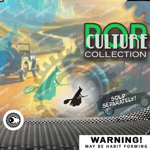 May include: A digital image of a variety of sizes of decals, with the text "CLOTHEDEYE DECALS THAT CATCH THE EYE" and "trueSCALE SIZES" in the image. The decals are of a pop culture theme, with the text "POP CULTURE COLLECTION" in the image. The image also includes the text "WARNING! MAY BE HABIT FORMING" and "MULTIPLE SIZES AVAILABLE!" in the image. The image also includes the text "*NOT ALL SIZES AVAILABLE FOR ALL DESIGNS SQUIRREL NOT INCLUDED*" in the image.