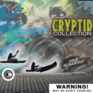 May include: A black and white image of a decal sheet with a variety of cryptid designs. The decals are available in multiple sizes, including jumbo, large, medium, small, micro, nano, pixel, and atom. The text "trueSCALE SIZES" is displayed in the upper right corner of the image. The text "CRYPTID COLLECTION" is displayed in the center of the image. The text "SOLD SEPARATELY!" is displayed in the lower right corner of the image. The text "WARNING! MAY BE HABIT FORMING!" is displayed in the lower center of the image. The text "NOT ALL SIZES AVAILABLE FOR ALL DESIGNS SQUIRREL NOT INCLUDED." is displayed in the lower center of the image.