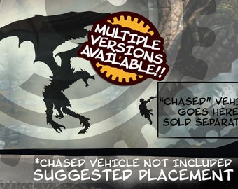 Bad Ass Dragon Attack Vinyl Easter Egg Micro Decal Windshield Chaser Sticker Flying Dragons