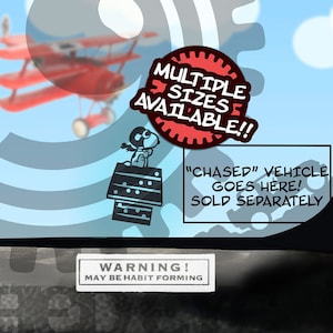 Cartoon Beagle Dog vs Red Baron Vinyl Easter Egg Micro Decal Windshield Chaser Sticker WWI Flying Ace Comic Strip