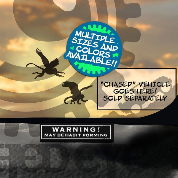 Winged Monkeys Set of Two Vinyl Easter Egg Micro Decal Windshield Chaser Sticker Flying Monkey Wizard Witch Familiars