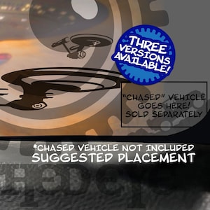 Utopian Future Star Ship Vinyl Easter Egg Micro Decal Windshield Chaser Sticker Next Generation Original C and D Versions