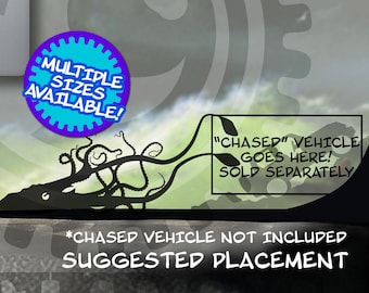 Giant Squid Attack Vinyl Easter Egg Micro Decal Windshield Chaser Sticker Kraken Monster Tentacle Nightmare for your window!