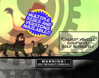 Lion, Warthog, Meerkat Vinyl Decal - Windshield Easter Egg Chaser Sticker