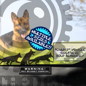 Three German Shepherd Dogs Vinyl Easter Egg Micro Decal Car Sticker Howl Sit and Running Windshield Chaser Sticker