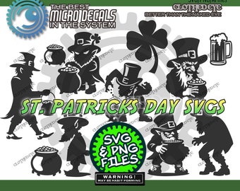 7 Creepy Leprechauns, St Patricks Day SVG / PNG / AI files Leprechaun Pot of Gold, Beer Cricut Files!