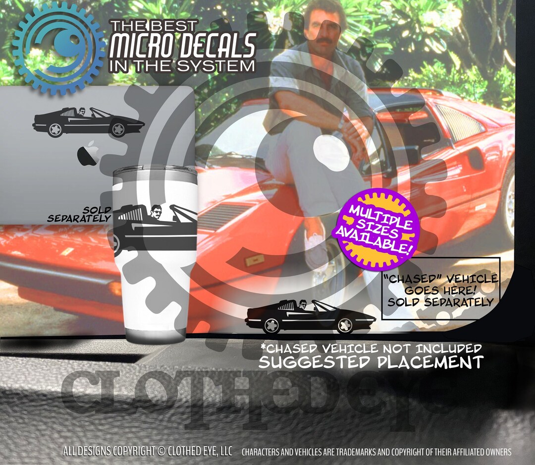 Magnum Pi Sticker Magnum PI Ferrari 308 Micro Decal: 80s Retro TV Car Easter Egg Chaser ...