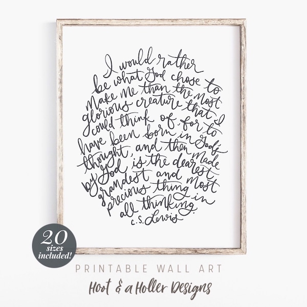 CS Lewis Quote Printable Wall Art Scripture Print | Bible Verse Prints | Farmhouse Wall Decor | Christian home decor gifts |  printables