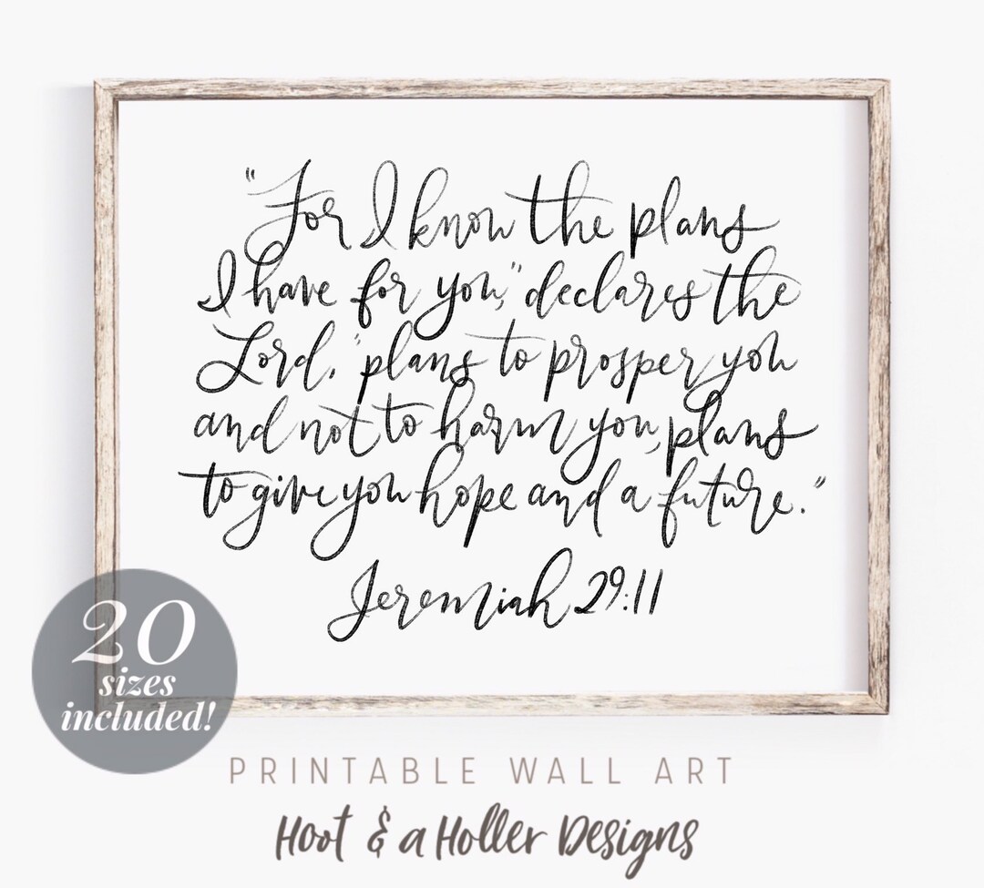 I Know the Plans I Have for You Printable Wall Art Scripture | Jeremiah ...
