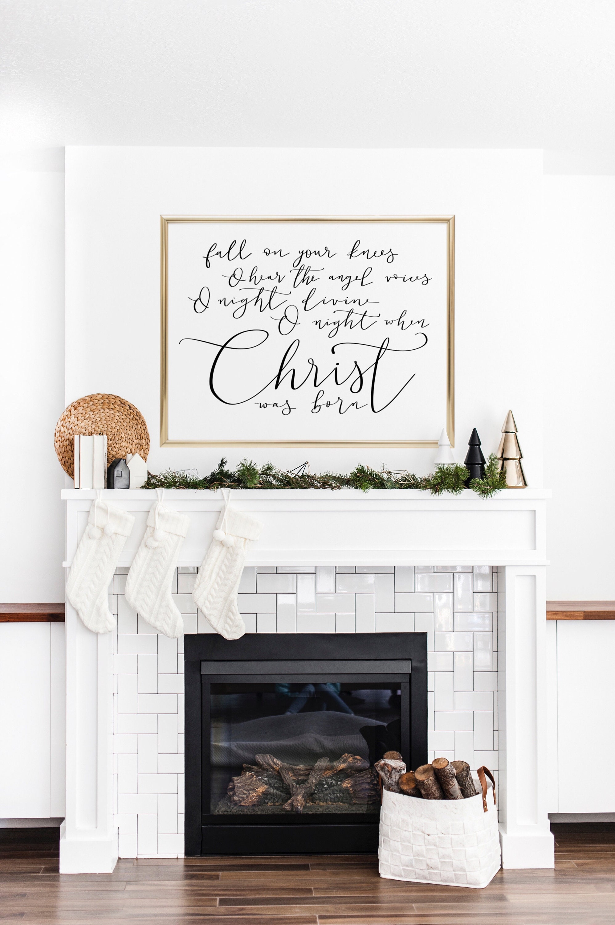 O Holy Night Lyrics Printable Wall Art, Downloadable Art, Fall on your  knees, Hand Lettered Modern Calligraphy, Christmas Farmhouse Decor