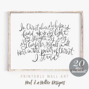 In Christ Alone Cornerstone Printable Wall Art Scripture | Hymn Music Print | Christian Lyrics Quote Prints | Farmhouse Wall Decor