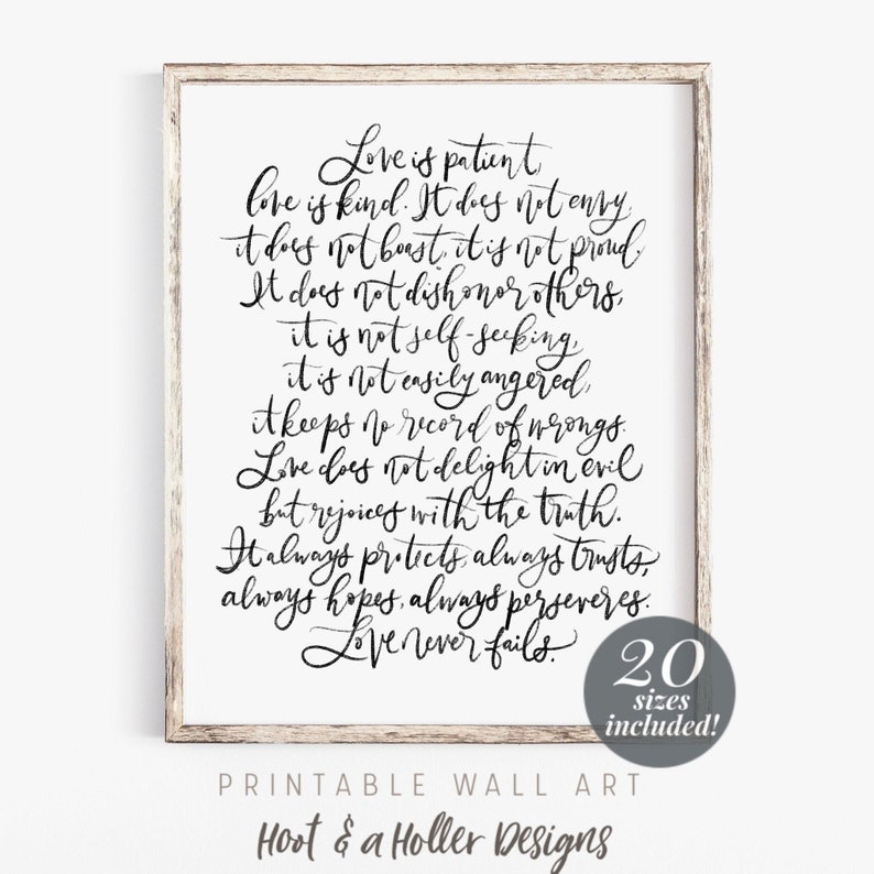 1 Corinthians 1347 Printable Wall Art Scripture Love is Etsy