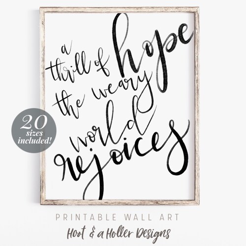 A Thrill of Hope the Weary World Rejoices Printable Wall Art Etsy