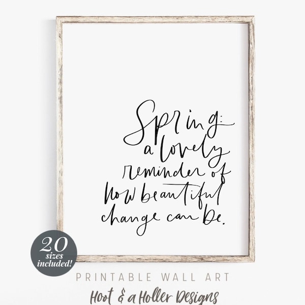 Spring is a Lovely Reminder Printable Wall Art | Fixer Upper Print | Easter Quote Prints | Spring Farmhouse Wall Decor Mothers Day