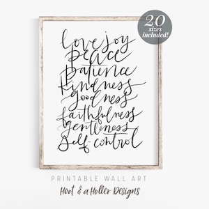 Fruit of the Spirit Printable Wall Art | Scripture Print | Bible Verse Prints | Farmhouse Wall Decor | Galatians 5 22 Christian gifts |