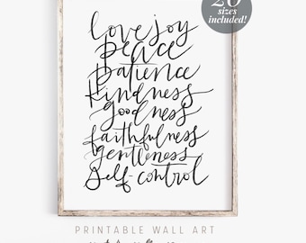Fruit of the Spirit Printable Wall Art | Scripture Print | Bible Verse Prints | Farmhouse Wall Decor | Galatians 5 22 Christian gifts |