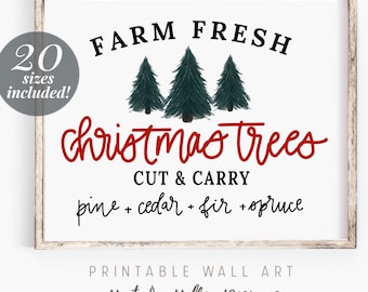 Farm Fresh Christmas Trees Printable Wall Art | Christmas Trees Print | Instant Download | Farmhouse Decor Prints Mothers Day