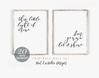 This Little Light Of Mine Im Gonna Let It Shine Printable Wall Art | Girls Nursery Prints | Farmhouse Decor | Christian Baby Shower Gifts