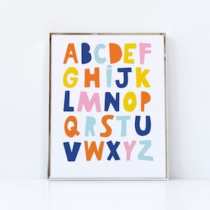 Alphabet Printable Wall Art Nursery Decor abc&#39;s Print Colorful Typography Art Kids Room Prints Mothers Day