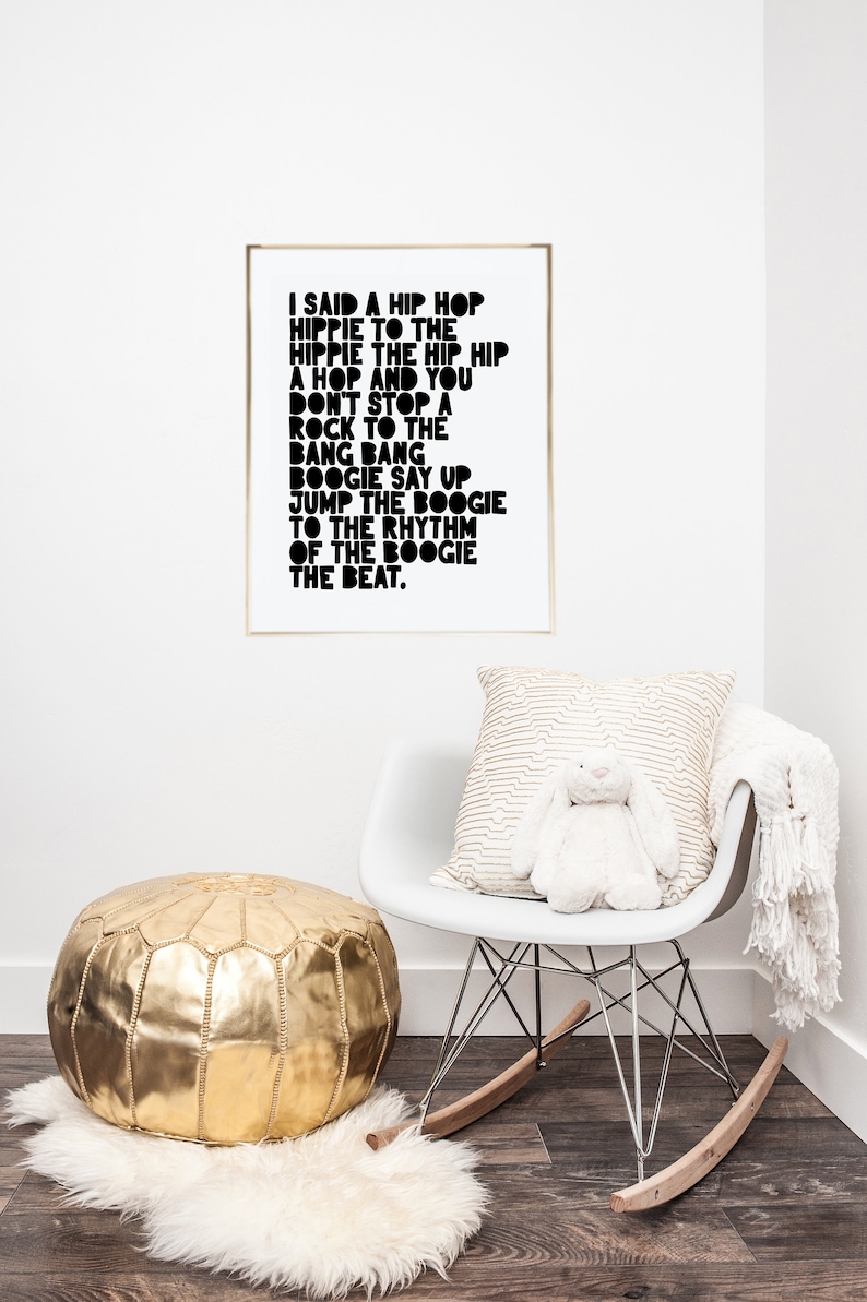 Rappers Delight Hip Hop Printable Wall Art | Nursery Print Black and ...