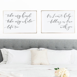 Falling In Love With You Printable Wall Art | Set of 2 Prints | Above Bed Elvis Quotes | Farmhouse Decor | Valentines Day Gifts Mothers Day