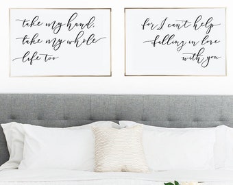 Falling In Love With You Printable Wall Art | Set of 2 Prints | Above Bed Elvis Quotes | Farmhouse Decor | Valentines Day Gifts Mothers Day