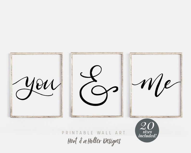 You and Me Printable Wall Art Set of 3 Prints Above Bed | Etsy