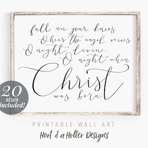 Fall On Your Knees O Holy Night Printable Wall Art | Hymn Print | Farmhouse Decor | Wall Art | Christmas Carol Mothers Day