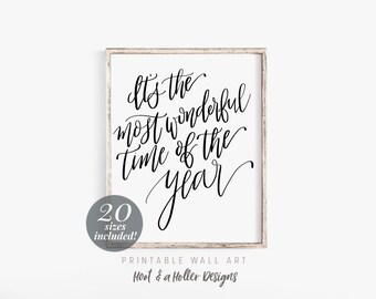 It's the Most Wonderful Time of fhe Year Printable Wall Art |Printable Sign | Farmhouse Christmas Prints | Holiday Print Mothers Day
