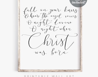 Fall On Your Knees O Holy Night Printable Wall Art | Hymn Print | Farmhouse Decor | Wall Art | Christmas Carol Mothers Day