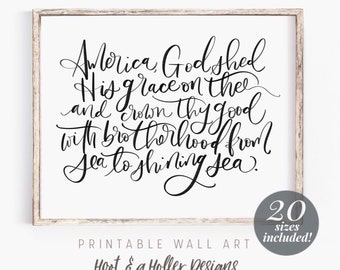 America Printable Wall Art | July 4th Print |  Independence Day Instant Download | Modern Farmhouse Decor | Rustic 4th of July