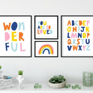 Rainbow Baby Printable Wall Art | Nursery Decor | Kids Room Prints | Colorful Typography ...