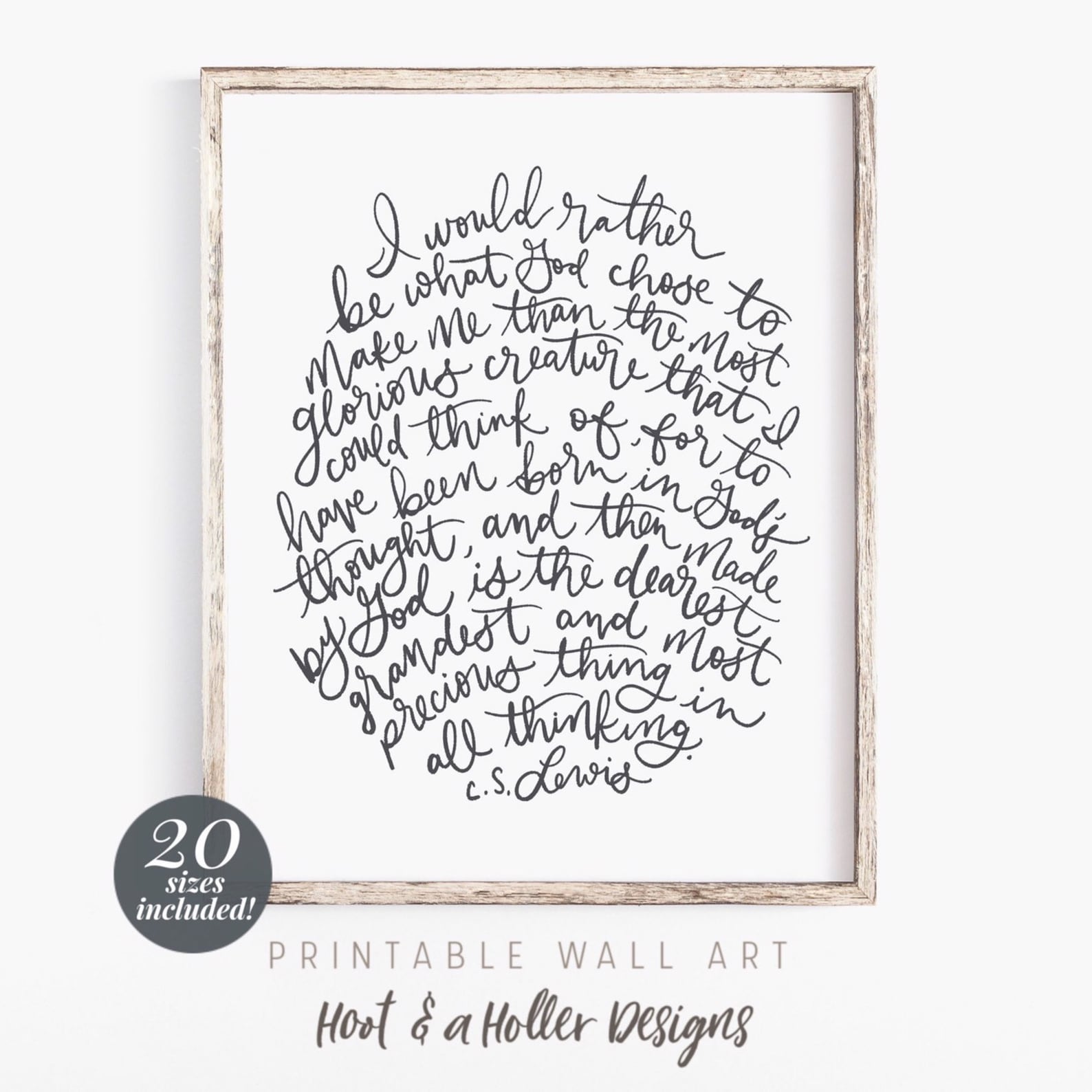 CS Lewis Quote Printable Wall Art Scripture Print Bible | Etsy