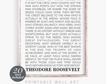 Man in the Arena Printable Wall Art | Theodore Roosevelt Speech Wall Art | Farmhouse Decor | Large Quote Prints | gifts for him | Fathers