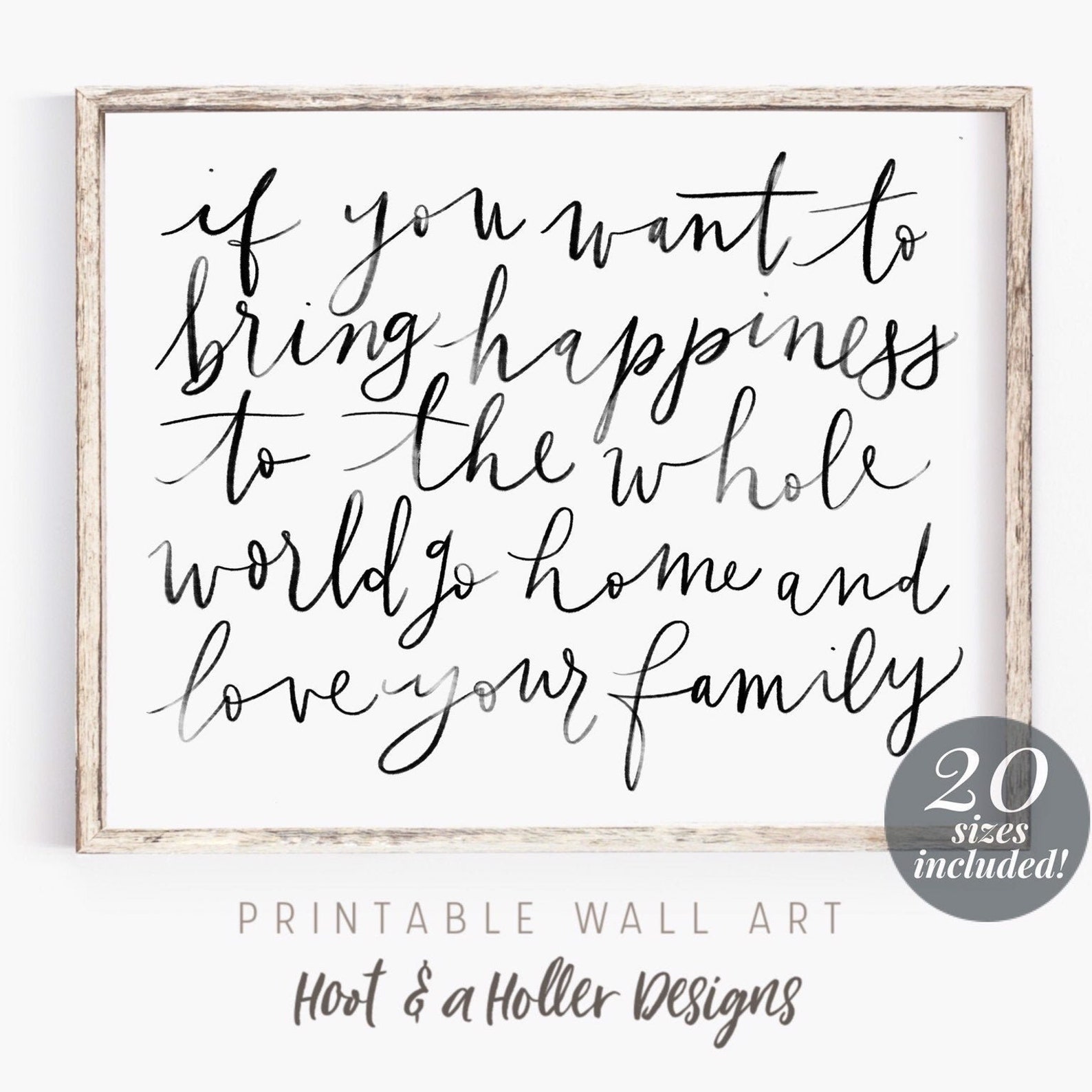 Go Home and Love Your Family Printable Wall Art Farmhouse | Etsy